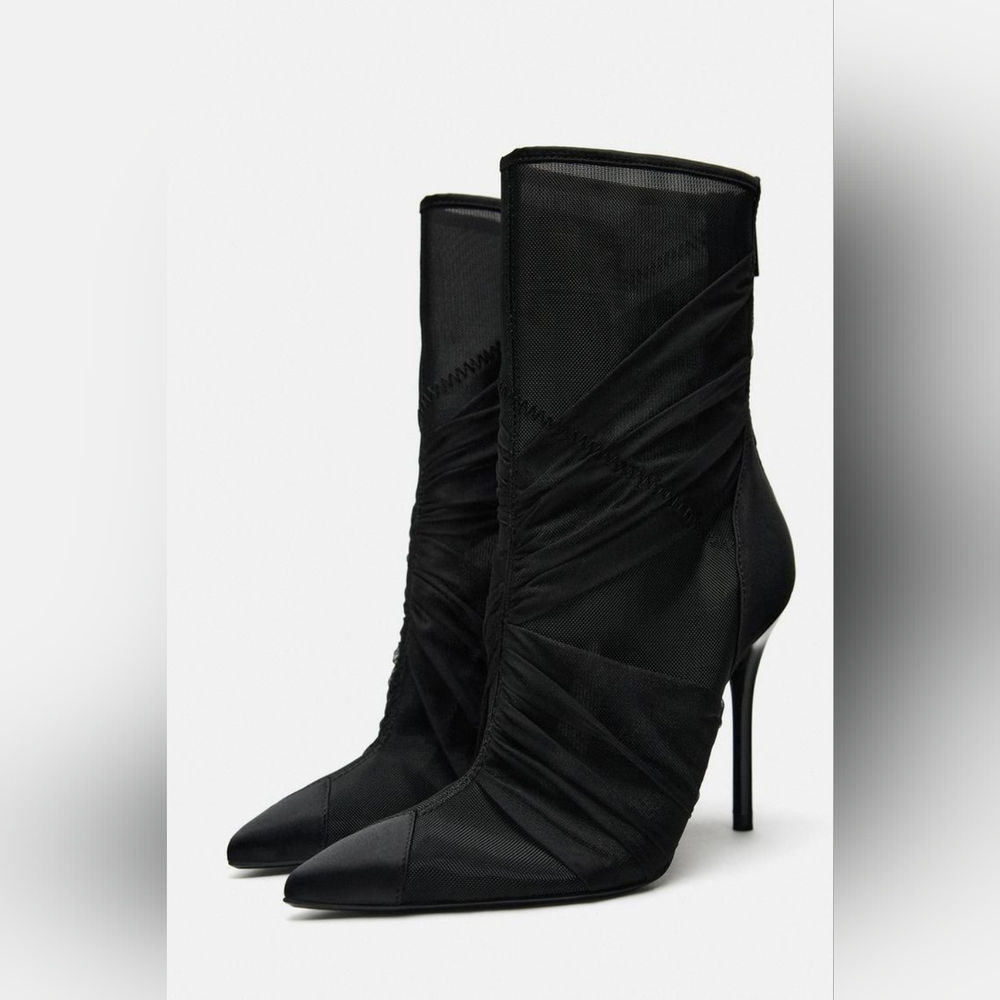 ZARA MESH HEELED ANKLE BOOTS
